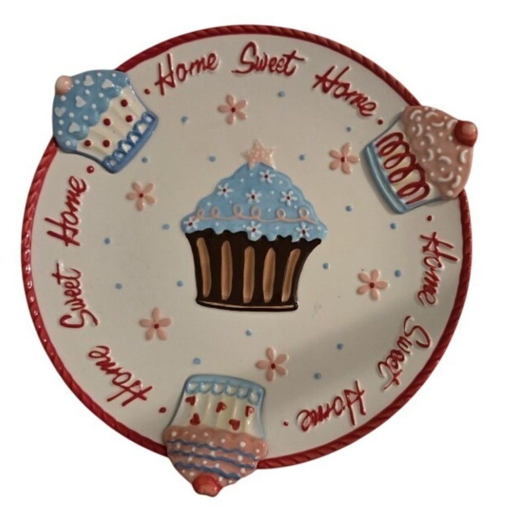 Secret Garden Home Sweet Home Cupcake Ceramic Plate Hand Painted Platter